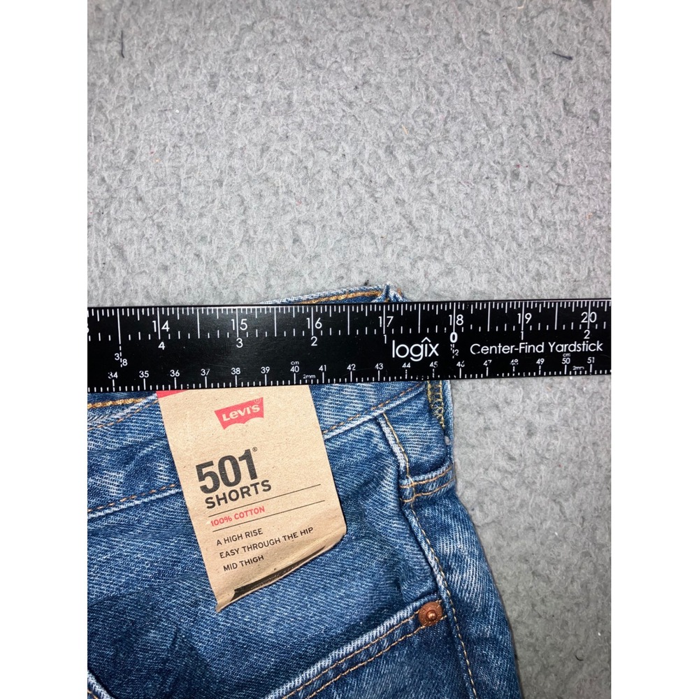 Levi's 501 Shorts Women 34 Blue High Rise Button Fly Jorts Medium Wash Timeless - Picture 3 of 16